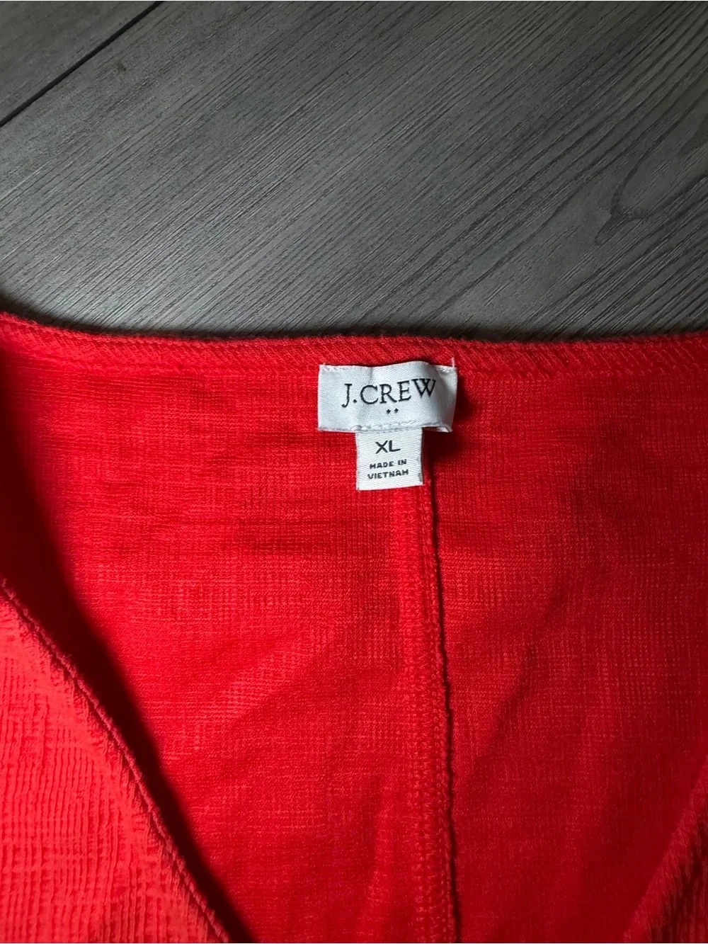 J. Crew Red Button-Front Tie-Hem V-Neck Blouse Size XL